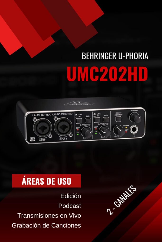 Portada promocional de la interfaz de audio behringer umc202hd